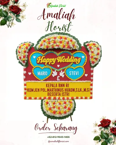 Karangan Papan Bunga Pernikahan di Banyukuning